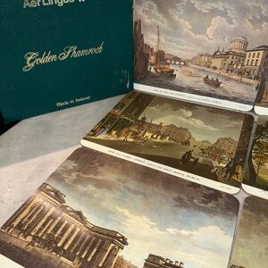 Golden Shamrock Vintage Air Lingus Melamine Tablemats. Set of 8. Made in Ireland